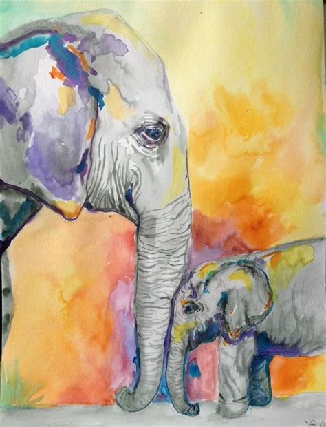 Water Color Elephants By Lacy Ringo Elephant Art Watercolor