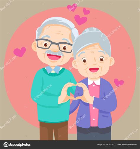Elderly Couple Holding Hands Make Shape Of Heart Stock Vector Image By