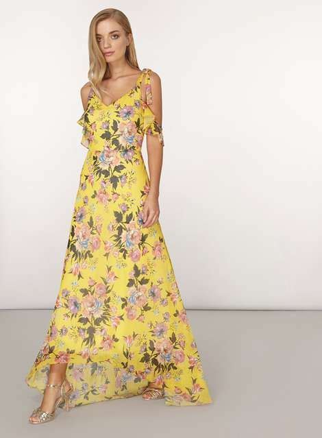 Yellow Floral Cold Shoulder Maxi Dress Dorothy Perkins United States