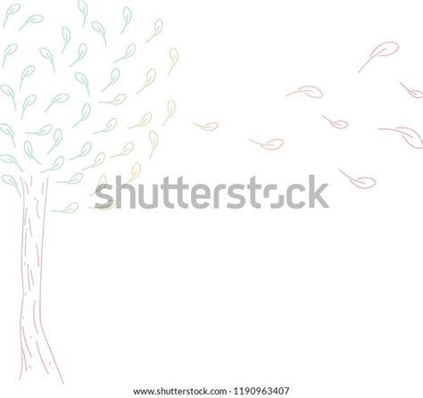 Tree Green Yellow Red Leaves Defoliation Stock Vector Royalty Free