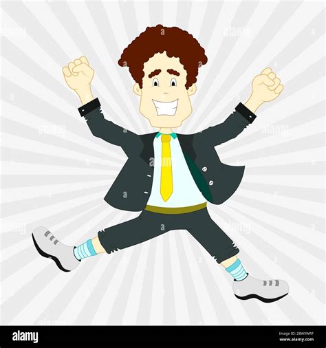 Happy Jumping Successful Business Man Stock Vector Image And Art Alamy