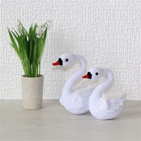 Crochet Swan White Crocheted Swan Toy Stuffed Amigurumi Bird Etsy