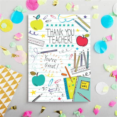 Teacher Thank You Card By Jessica Hogarth