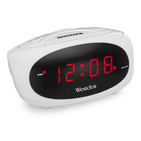 70044b Westclox White Electric Alarm Clock With 06 Red Led Display