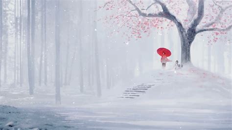 Red Umbrella Snow Live Wallpaper Youtube