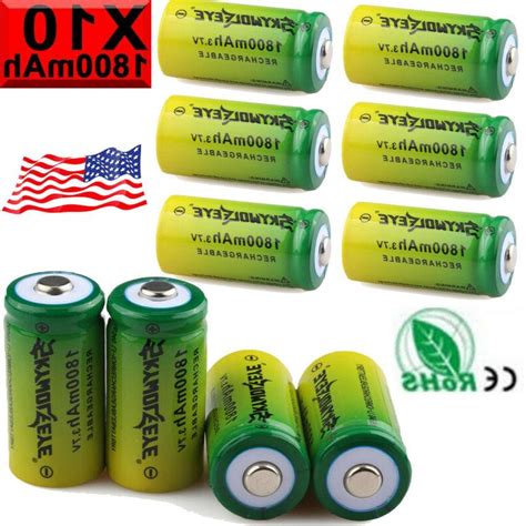 16340 Cr123a Battery 37v Rechargeable Lithium Batteries