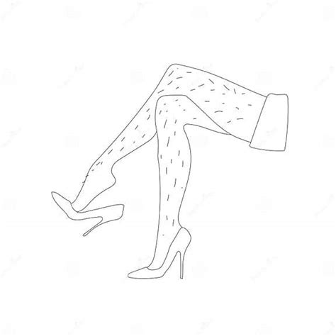Female Unshaved Hairy Legs In Red High Heels Line Stock Vector Illustration Of Positive