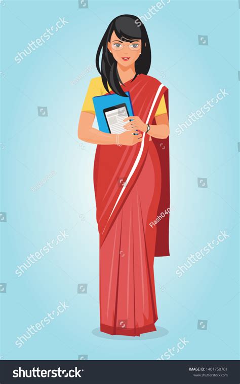 10 Indian Teacher Standing Front View Vector Images Stock Photos