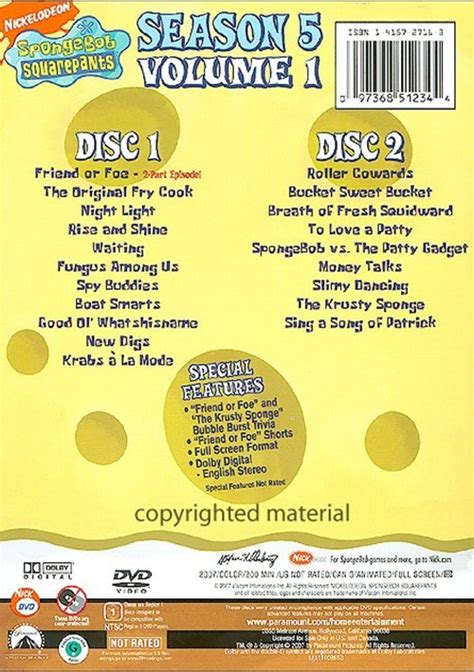 Spongebob Squarepants Season Five Volume 1 Dvd 2007