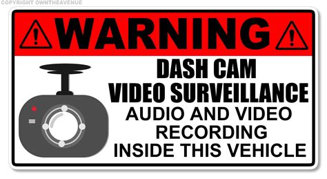 Notice Dash Cam Security Warning Alarm Vehicle Vinyl Sticker Decal 35 Vinyl Sticker Dashcam