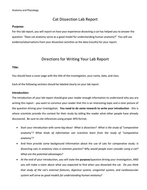 How To Write A Lab Report For Anatomy And Physiology Physiology Lab
