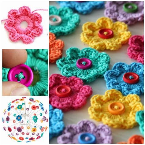 Diy Crochet Button Flower Wall Art Diy Craft Projects