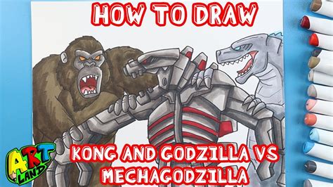 How To Draw Kong And Godzilla Throwing Mechagodzilla Art Land H Ng