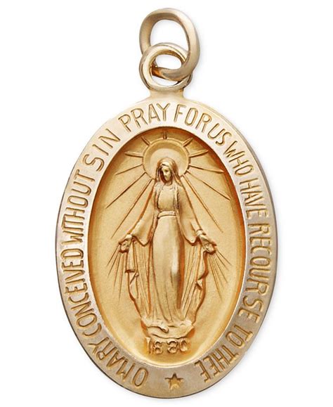 macy s 14k gold pendant oval miraculous medal pendant and reviews necklaces jewelry and watches