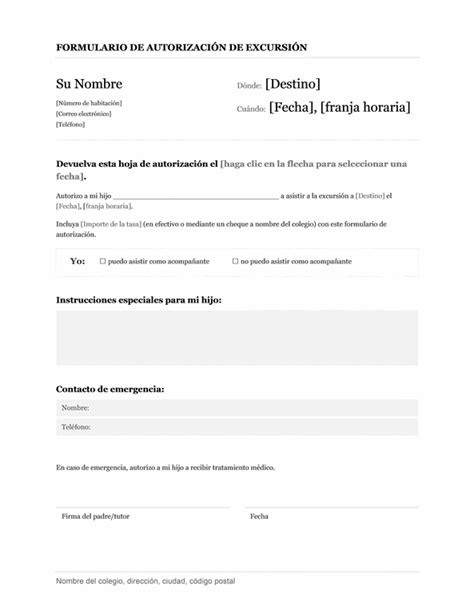 Formato Para Permiso De Viaje Ejemplo De Currículo Eventos Escolares