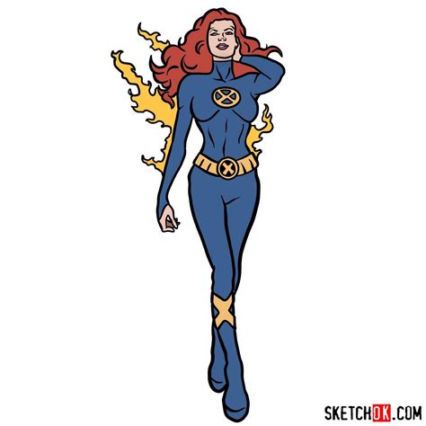 How To Draw Jean Grey The Dark Phoenix Step By Step Drawing Tutorials Drawing Superheroes