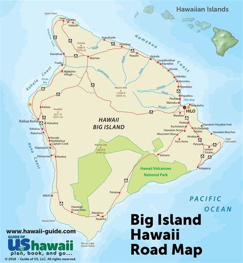 Big Island Of Hawaii Maps Travel Road Map Of The Big Island