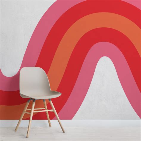 Pink Red And Orange 70s Retro Wave Wallpaper Mural Hovia Waves