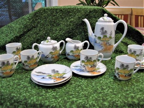 Vintage Hand Painted Kutani Tea Set 15 Piece Set With Etsy