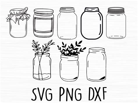 Mason Jar Svg Glass Jar Svg Floral Mason Jar Svg Kitchen Etsy