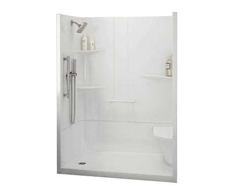 ALLIA SH 6034 Acrylic Alcove Center Drain Two Piece Shower In White