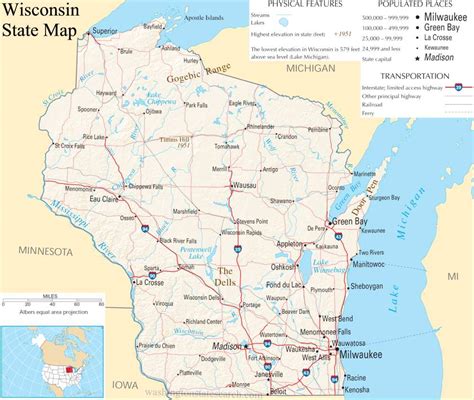 ♥ Wisconsin State Map A Large Detailed Map Of Wisconsin State Usa