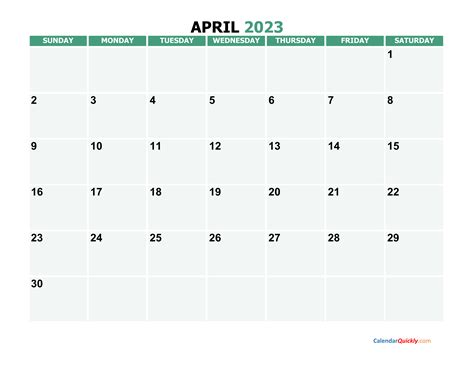 April 2023 Calendars Calendar Quickly