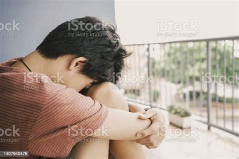 Depressed Teenage Boy Hugging His Knee Child Mental Health Stop