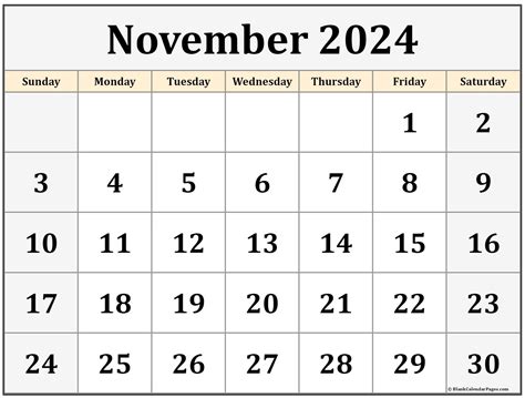 Free Printable Calendar 2024 November
