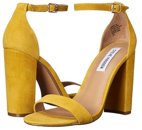 Steve Madden Womens Carrson Dress Sandal Suede High Heels Yellow