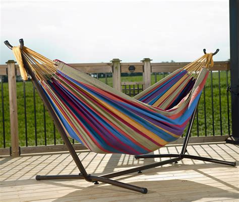 Vivere Uhsdo9 Double Hammock With Space Saving Steel Stand