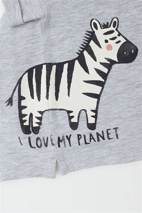 T Shirt With Printed Design Gray Melangezebra Kids Handm Us