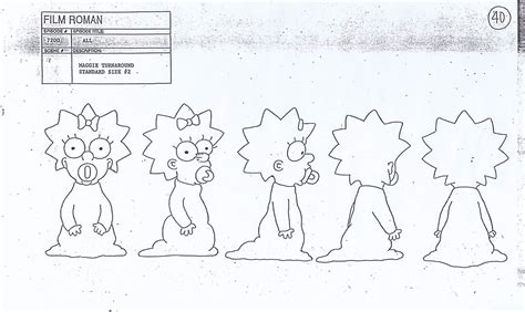 Model Sheets Of Maggie Simpson Construction Models A Turnaround Model Action Poses And So