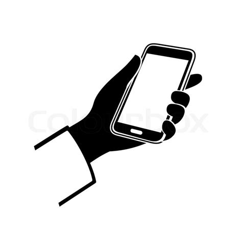 Mobile Phone In Hand Icon On White Background Vector