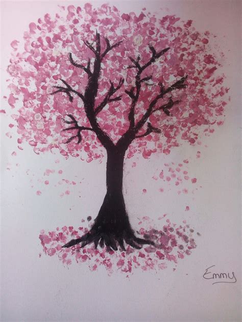 A Drawing Of A Tree With Pink Leaves