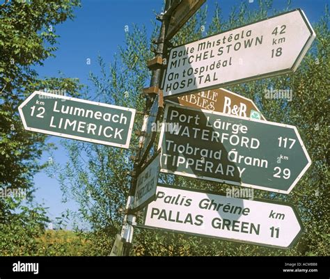 Republic Of Ireland Eire Road Signs In Irish And English Languages