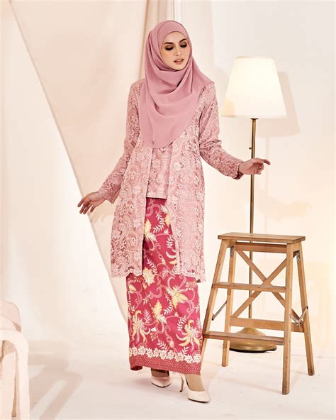 Baju Kebaya Batik Lace Estela Blossom Pink Muslimahclothingcom