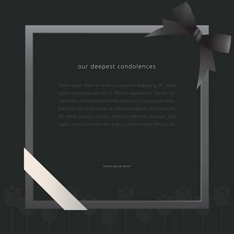 Elegant Funeral Card with Black Ribbon and Black Background. 206538