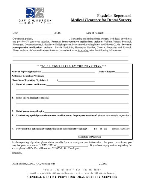 Free 14 Dental Medical Clearance Forms In Pdf Ms Word