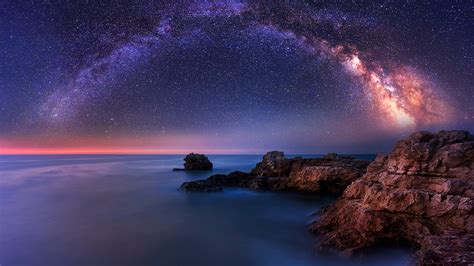 Download Free Hd Milky Way Over The Sea Desktop Wallpaper