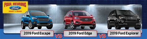 Compare rankings and see how the cars you select stack up against each other in terms of performance, features, safety, prices and more. 2019 Ford Escape vs. Edge vs. Explorer: What are the ...