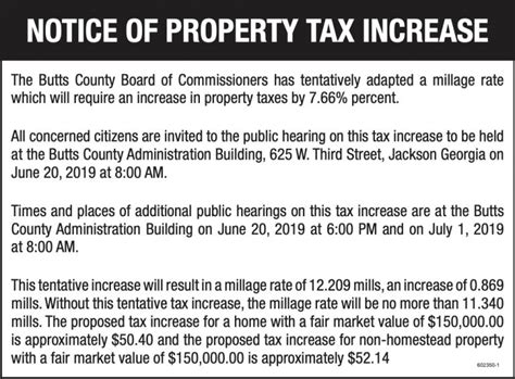 Notice Of Property Tax Increase Butts County