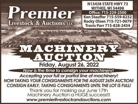 Machinery Auction Premier Livestock And Auctions