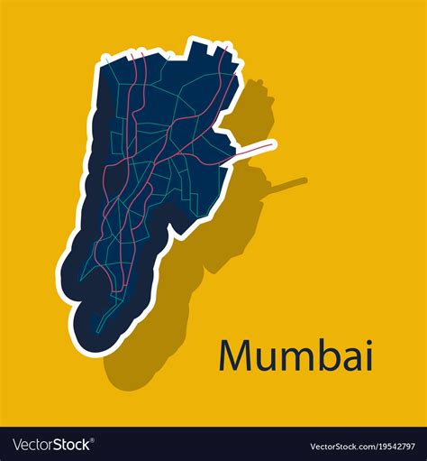 Sticker Map Of Mumbai Royalty Free Vector Image