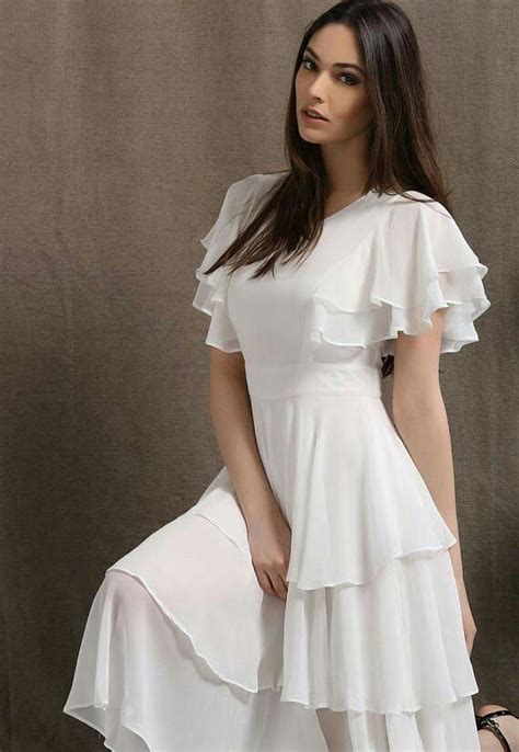Chiffon White Dress White Prom Dress Midi Dress Summer White Dress