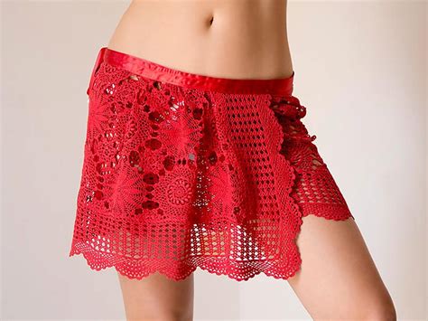 crochet beach skirt crochet cover up red crochet skirt wrap etsy