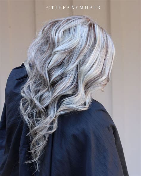 Adding red lowlights to blonde hair puts a spin on the base color by helping to add depth. Image result for white hair with grey lowlights | Platinum ...