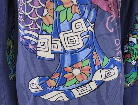 Don Ed Hardy Christian Audigier Purple Kimono Geisha Tiger Shirt Nwt
