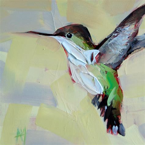 Hummingbird No 38 Original Bird Oil Painting By Moulton 6 X 6
