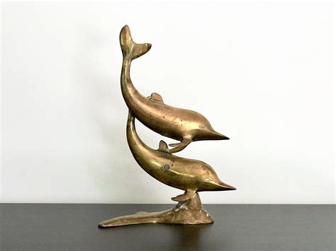 Brass Dolphin Statue Vintage Brass Dolphin Figurine Statue Of 2